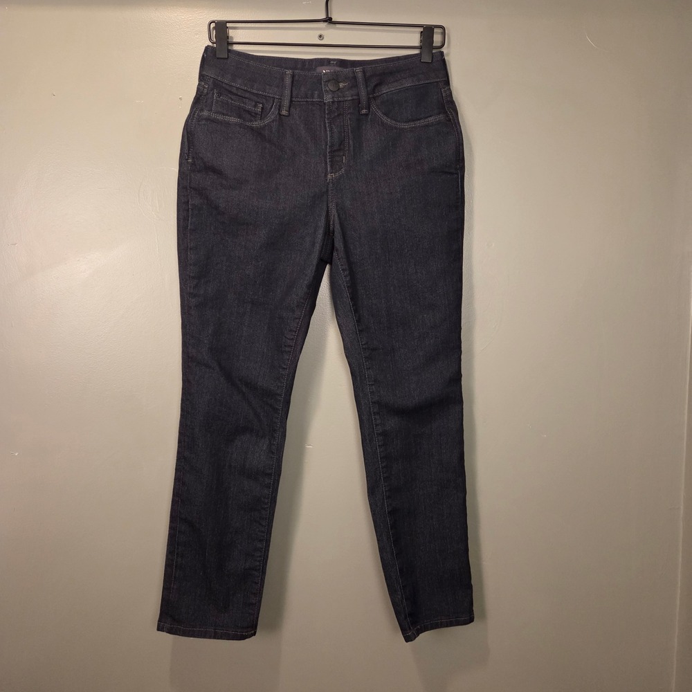 NYDJ Alina Convertible Ankle Lift‎ X Tuck Jeans, Size 4P, Dark Wash
